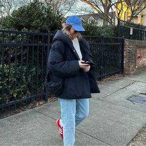 Free People Black Puffer Jacket with Hood